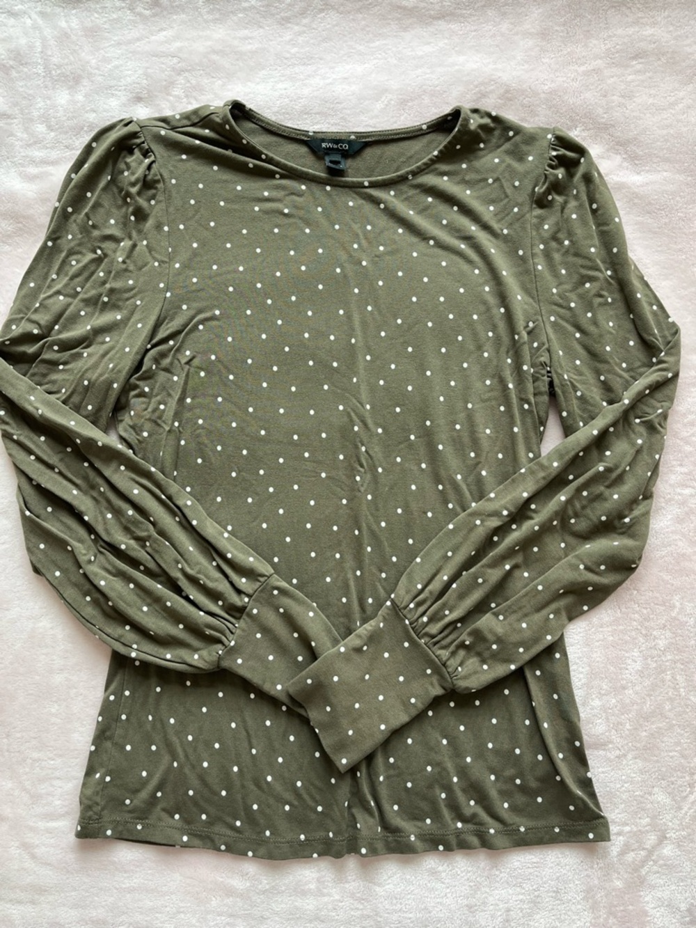 Olive polka dotted top